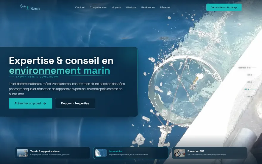 Page d’accueil du site Sub-Surface